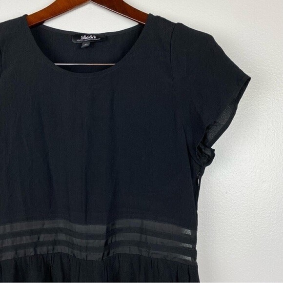Lulu's Funky Fresh Sheer Mesh Detail Short Sleeve Mini Dress Black Size M - Picture 4 of 10